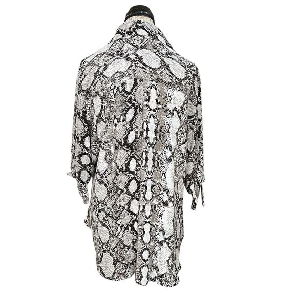 Express Womens Blouse Sz XL Button down 3/4 Sleeve Snake Safari Boho Bohemian - Picture 4 of 16